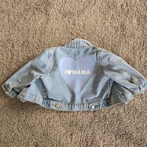 SHEIN Light Blue 'I Love Mama' Denim Jacket